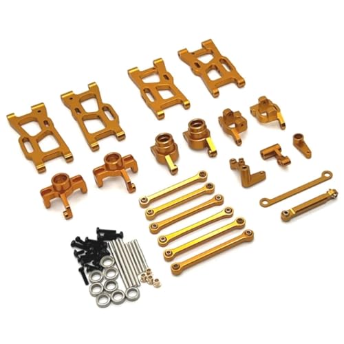 GTFRUQAS Für Wltoys Für 144016 144018 1/14 RC Auto Upgrade Teile Zubehör Metall Lenkung Tasse Hub Carrier Für Schaukel Arm Link Stange Lenkung Kit RC Ersatzteile(Yellow) von GTFRUQAS