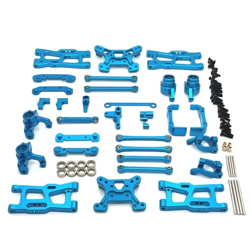 GTFRUQAS Für Wltoys Für 144016 144018 1/14 RC Auto Upgrade Teile Zubehör Metall Lenkung Tasse Hub Carrier Für Schwinge Link Stange Shock Tower Kit RC Ersatzteile(Blue) von GTFRUQAS