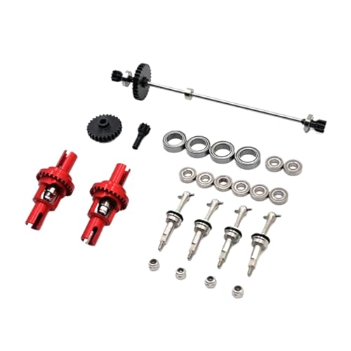 GTFRUQAS Für Wltoys Für K969 K979 K989 K999 P929 284131 284010 1/28 Metall Antriebswelle Antriebsrad Differential Lager Set RC Auto Upgrades Teile RC Ersatzteile(Red) von GTFRUQAS