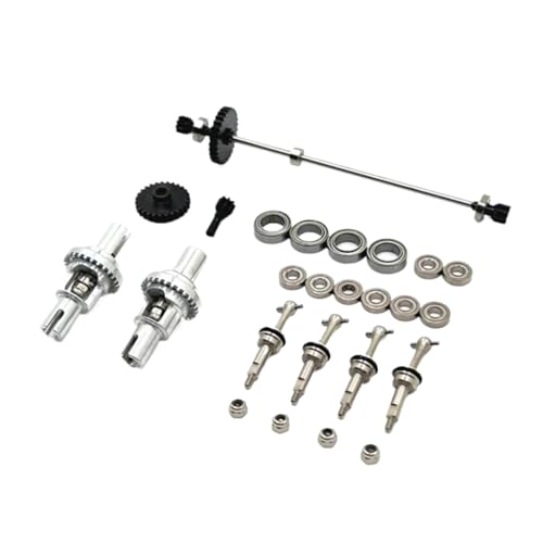 GTFRUQAS Für Wltoys Für K969 K979 K989 K999 P929 284131 284010 1/28 Metall Antriebswelle Antriebsrad Differential Lager Set RC Auto Upgrades Teile RC Ersatzteile(Silver) von GTFRUQAS