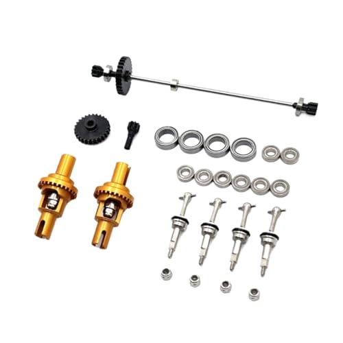 GTFRUQAS Für Wltoys Für K969 K979 K989 K999 P929 284131 284010 1/28 Metall Antriebswelle Antriebsrad Differential Lager Set RC Auto Upgrades Teile RC Ersatzteile(Yellow) von GTFRUQAS