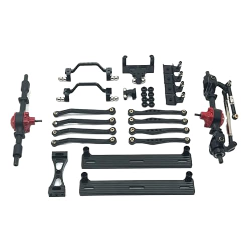 GTFRUQAS Für Wpl Für C64 C64-1 1/16 RC Auto Upgrade Teile Metall Vorder- Und Hinterachse Für Chassis Link Stange Zug Stange Montieren Seite Pedal Shock Mount Set RC Ersatzteile(Black) von GTFRUQAS