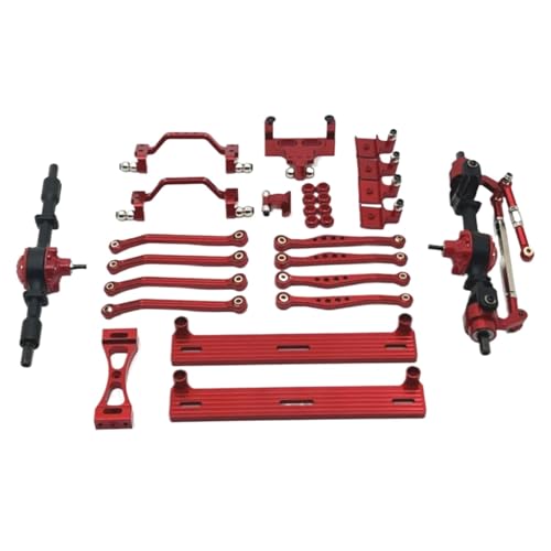 GTFRUQAS Für Wpl Für C64 C64-1 1/16 RC Auto Upgrade Teile Metall Vorder- Und Hinterachse Für Chassis Link Stange Zug Stange Montieren Seite Pedal Shock Mount Set RC Ersatzteile(Red) von GTFRUQAS