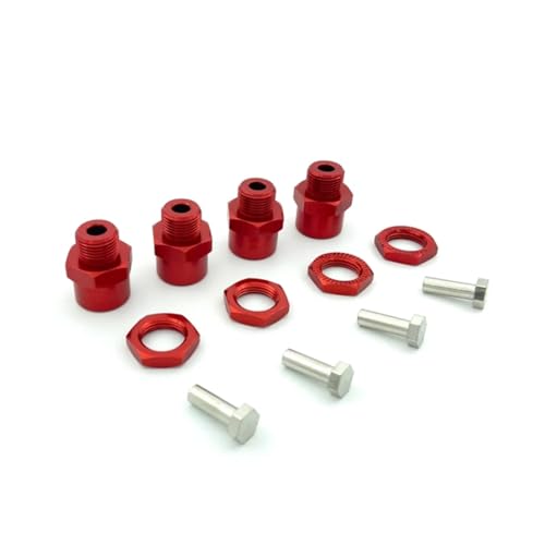 GTFRUQAS RC Ersatzteile Für 1/10 RC Car Upgrade 1/8 Reifen 4 Stück Aluminiumlegierung 12 Mm Bis 17 Mm Rad Hex Hub Adapter Verlängerung Konvertierungsmuttern RC Car Upgrade Teile(Red) von GTFRUQAS