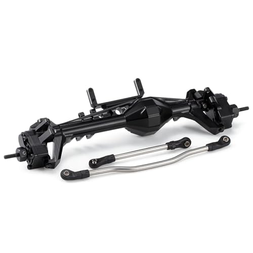 GTFRUQAS RC Ersatzteile Für Axial Für Capra 1.9UTB 1/10 Für LCG Chassis Cheater Rigs RC Crawler Auto Teile F9 Offset Portal Achse Mit Servo Halterungen Modifikation Zubehör(Black,Front Axle) von GTFRUQAS