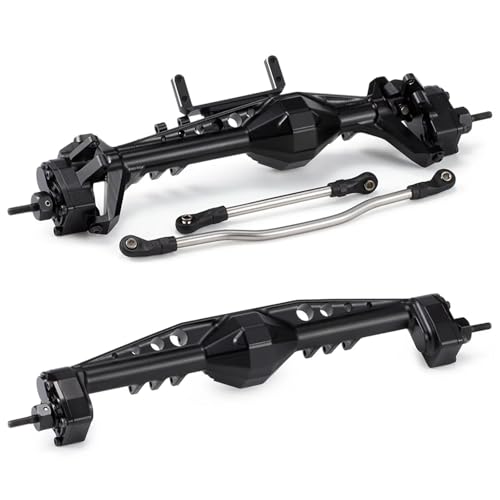 GTFRUQAS RC Ersatzteile Für Axial Für Capra 1.9UTB 1/10 Für LCG Chassis Cheater Rigs RC Crawler Auto Teile F9 Offset Portal Achse Mit Servo Halterungen Modifikation Zubehör(Black,Set) von GTFRUQAS