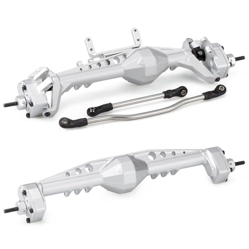 GTFRUQAS RC Ersatzteile Für Axial Für Capra 1.9UTB 1/10 Für LCG Chassis Cheater Rigs RC Crawler Auto Teile F9 Offset Portal Achse Mit Servo Halterungen Modifikation Zubehör(Silver,Set) von GTFRUQAS