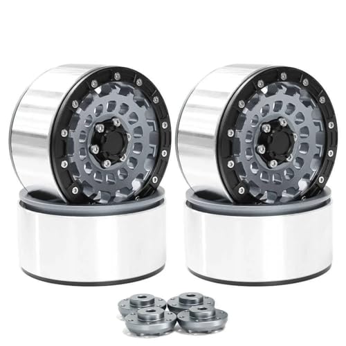 GTFRUQAS RC Ersatzteile Für Axial Für SCX10 Für Wraith RR10 Für Capra Für TRX4 YK4082 1/8 1/10 4 Stücke 2,6 "Metall Beadlock Felge Radnabe 12mm 17mm Hex RC Crawler Auto Teile(Titanium) von GTFRUQAS