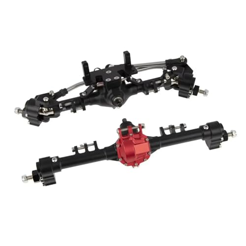 GTFRUQAS RC Ersatzteile Für Axial Für SCX10 II Für LCG 90046 90047 1/10 RC Auto Crawler 1 Set Aluminium Vorne Hinten Portal Achse Für Chassis Kit Upgrade(Black) von GTFRUQAS