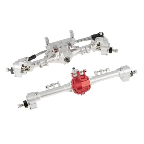 GTFRUQAS RC Ersatzteile Für Axial Für SCX10 II Für LCG 90046 90047 1/10 RC Auto Crawler 1 Set Aluminium Vorne Hinten Portal Achse Für Chassis Kit Upgrade(Silver) von GTFRUQAS