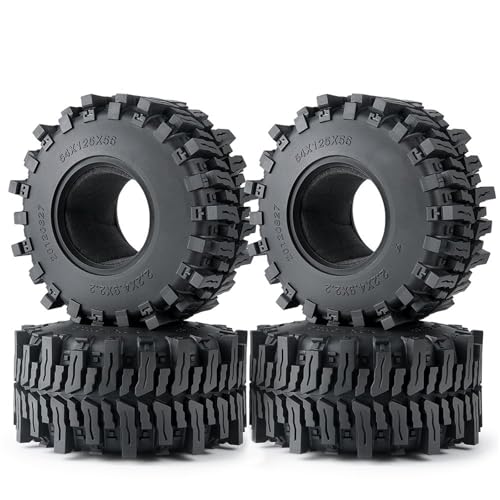 GTFRUQAS RC Ersatzteile Für Axial Für SCX10 III Für AXI03007 AXI03004 Für Capra Für TRX-4 1/10 RC Auto Für Monster Truck Auto Teile 1,9/2,2 Zoll Gummi Reifen Rad Reifen(2.2inch 4Pcs) von GTFRUQAS