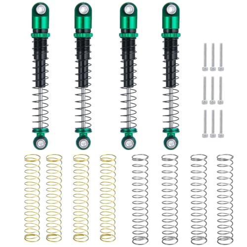 GTFRUQAS RC Ersatzteile Für Axial Für SCX24 Für Deadbolt C10 Für Wrangler Für Gladiator Für Bronco 1/24 4-teiliges RC-Auto, 48 Mm Metall-Stoßdämpfer-Dämpfer-Upgrade-Teile(Green Black) von GTFRUQAS