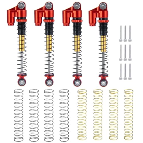 GTFRUQAS RC Ersatzteile Für Axial Für SCX24 Für Deadbolt C10 Für Wrangler Für Gladiator Für Bronco 1/24 RC Auto 43mm Metall Stoßdämpfer Dämpfer Upgrade Teile(Red) von GTFRUQAS