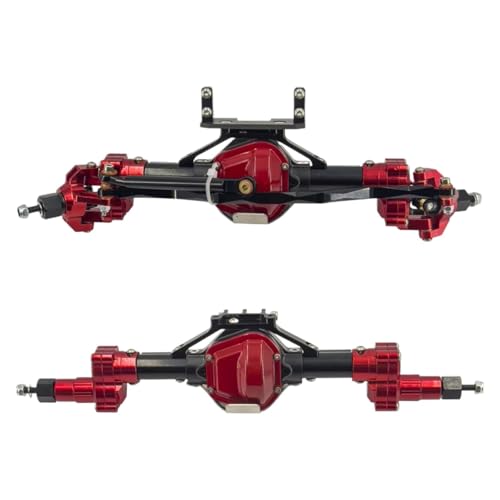 GTFRUQAS RC Ersatzteile Für Axial Für Scx10 I II 1/10 Upgrades Teile Metallic Aluminium Vordere Und Hintere Portal Achse Set BOD 90046 90047 Rc Auto Zubehör(Red) von GTFRUQAS