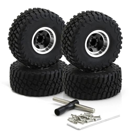 GTFRUQAS RC Ersatzteile Für Axial Für Scx24 AX24 Für Trx4m Für Fcx24 1/18 1/24 RC Crawler 4 Stücke 57mm Metall 1,0 "beadlock Felge Gummi Reifen Set Upgrade Teile(Brown) von GTFRUQAS