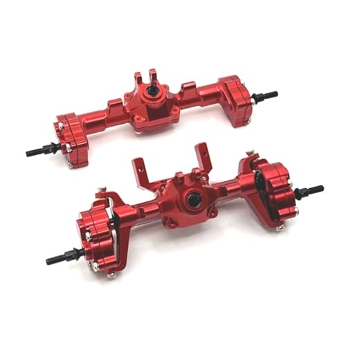 GTFRUQAS RC Ersatzteile Für FMS Für FCX24 Ersatz Metall Portal Achse Komplette Vorder- Und Hinterachse 1/24 RC Auto Upgrade Teile Modifikation Zubehör(Red,Set) von GTFRUQAS