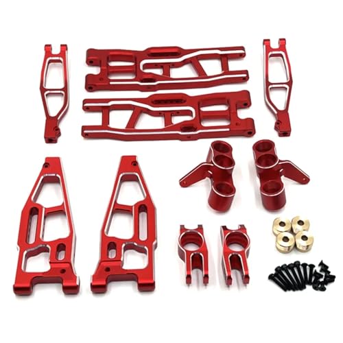 GTFRUQAS RC Ersatzteile Für FS Für Racing Für Tank Für Atom Für Sharks Für Leopard Für Focus 6S 1/8 RC Auto Metall Vorne Und Hinten Suspension Arm Lenkung Block Upgrade Teile(Red) von GTFRUQAS