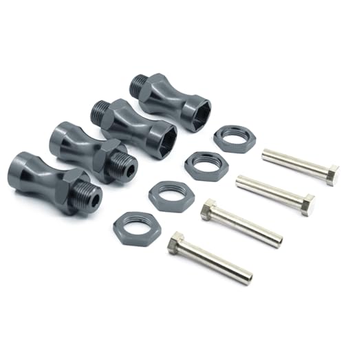 GTFRUQAS RC Ersatzteile Für HSP 1/10 Rad Hex 12mm Drehen 17mm Verlängert Verdickung 30MM Adapter RC Auto Buggy LKW Kann 1/8 Reifen RC Auto Teile Zubehör(Gray) von GTFRUQAS