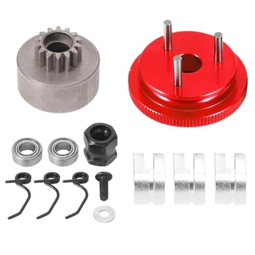 GTFRUQAS RC Ersatzteile Für HSP 1/8 Für Nitro Metall 14T Getriebe Schwungrad Montage RC Auto Lager Kupplung Glocke Schuhe Mutter Quellen Teile Geändert Zubehör(Red) von GTFRUQAS