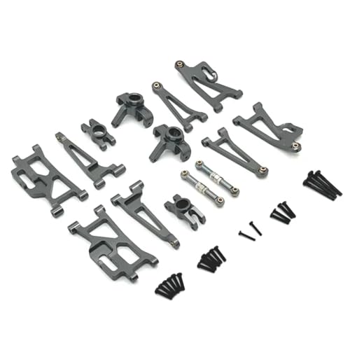 GTFRUQAS RC Ersatzteile Für MJX 1/14 14209 14210 Metall Lenkung Tasse Hub Carrier Oberen Unteren Für Schaukel Arm Set Link Stange RC Auto Upgrade Teile Zubehör(Grey) von GTFRUQAS