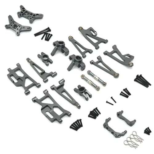 GTFRUQAS RC Ersatzteile Für MJX 1/14 14209 14210 Metall Lenkung Tasse Oberen Unteren Für Schaukel Arm Set Shock Tower Halterung Körper Post RC Auto Upgrade Teile Zubehör(Grey) von GTFRUQAS