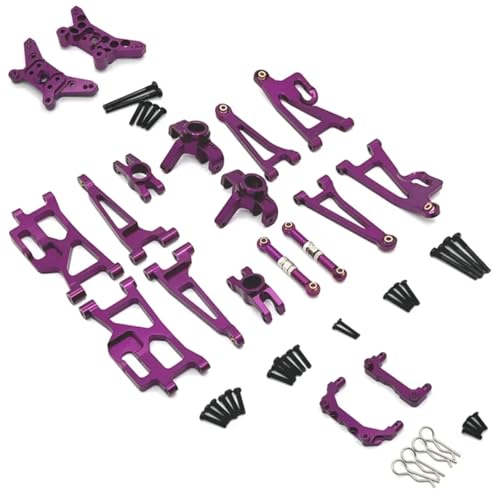 GTFRUQAS RC Ersatzteile Für MJX 1/14 14209 14210 Metall Lenkung Tasse Oberen Unteren Für Schaukel Arm Set Shock Tower Halterung Körper Post RC Auto Upgrade Teile Zubehör(Purple) von GTFRUQAS