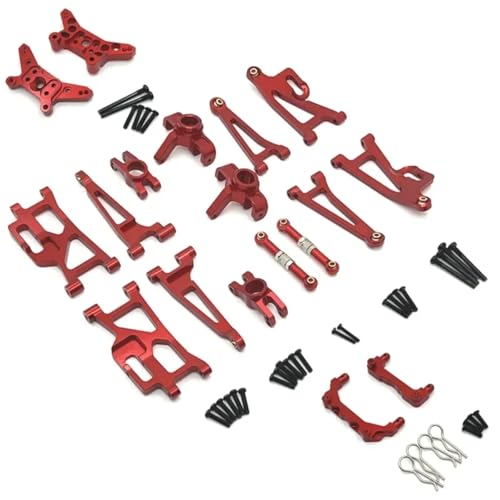 GTFRUQAS RC Ersatzteile Für MJX 1/14 14209 14210 Metall Lenkung Tasse Oberen Unteren Für Schaukel Arm Set Shock Tower Halterung Körper Post RC Auto Upgrade Teile Zubehör(Red) von GTFRUQAS