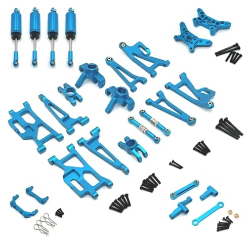 GTFRUQAS RC Ersatzteile Für MJX 14209 14210 1/14 RC Auto Metall Lenkung Tasse Hub Carrier Oberen Unteren Für Schaukel Arm Set Stoßdämpfer Upgrade Teile Zubehör(Blue) von GTFRUQAS