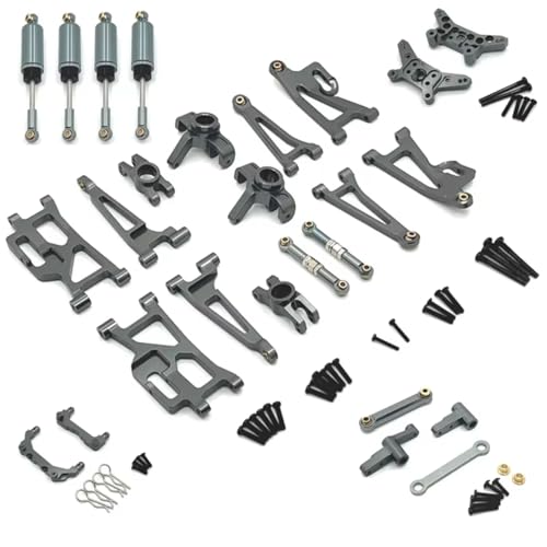 GTFRUQAS RC Ersatzteile Für MJX 14209 14210 1/14 RC Auto Metall Lenkung Tasse Hub Carrier Oberen Unteren Für Schaukel Arm Set Stoßdämpfer Upgrade Teile Zubehör(Gray) von GTFRUQAS