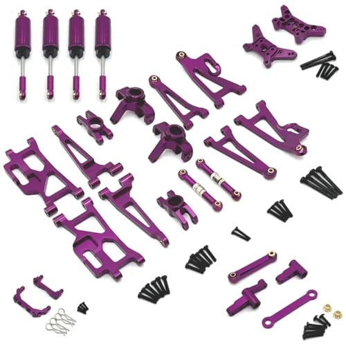 GTFRUQAS RC Ersatzteile Für MJX 14209 14210 1/14 RC Auto Metall Lenkung Tasse Hub Carrier Oberen Unteren Für Schaukel Arm Set Stoßdämpfer Upgrade Teile Zubehör(Purple) von GTFRUQAS