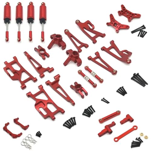 GTFRUQAS RC Ersatzteile Für MJX 14209 14210 1/14 RC Auto Metall Lenkung Tasse Hub Carrier Oberen Unteren Für Schaukel Arm Set Stoßdämpfer Upgrade Teile Zubehör(Red) von GTFRUQAS