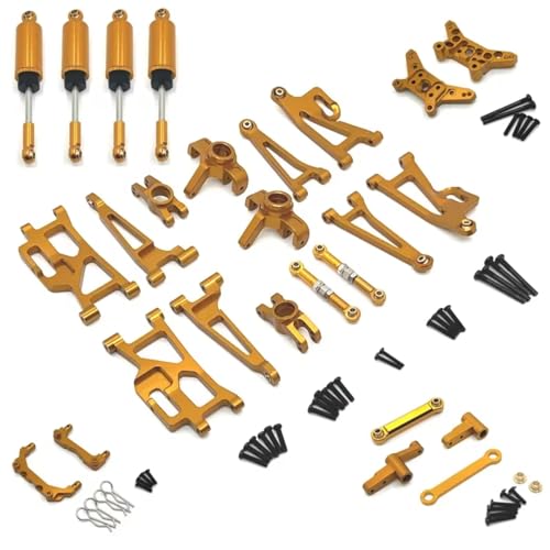 GTFRUQAS RC Ersatzteile Für MJX 14209 14210 1/14 RC Auto Metall Lenkung Tasse Hub Carrier Oberen Unteren Für Schaukel Arm Set Stoßdämpfer Upgrade Teile Zubehör(Yellow) von GTFRUQAS