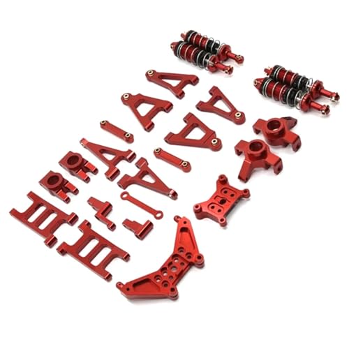 GTFRUQAS RC Ersatzteile Für MJX 14301 14302 1/14 Metall Vorne Und Hinten Für Schaukel Arm Lenkung Tasse Stoßdämpfer Upgrade Kit RC Auto Upgrade Teile Zubehör(Red) von GTFRUQAS