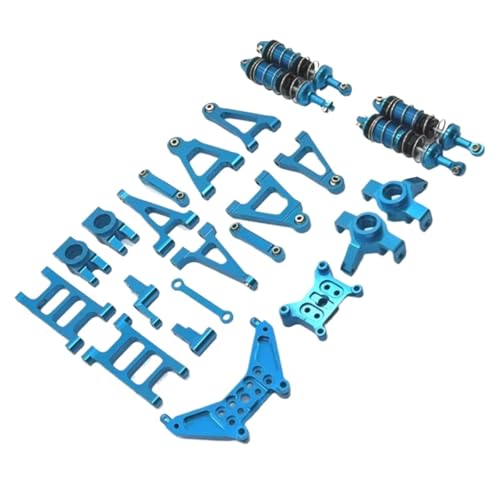 GTFRUQAS RC Ersatzteile Für MJX 14301 14302 1/14 Vorne Und Hinten Kipphebel Lenkung Tasse Stoßdämpfer Metall Upgrade Kit Fernbedienung Auto Teile(Blue) von GTFRUQAS