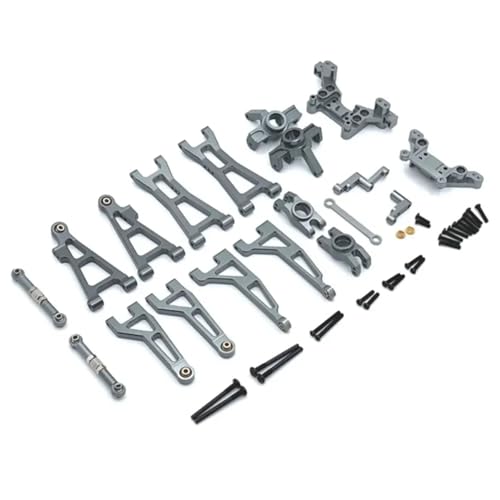 GTFRUQAS RC Ersatzteile Für MJX 16207 1/16 RC Auto Metall Suspension Arm Lenkung Tasse Link Stange Schock Turm Set Upgrade Teile Kit Geändert Zubehör(Grey) von GTFRUQAS