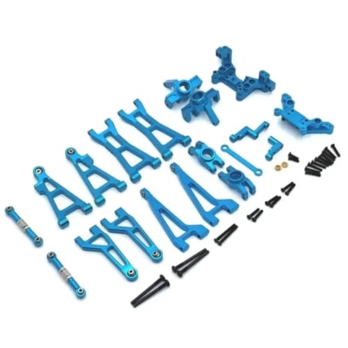 GTFRUQAS RC Ersatzteile Für MJX 16208 16209 16210 1/16 Metall Suspension Arm Lenkung Tasse Link Rod Shock Tower Set RC Auto Upgrade Teile Kit Zubehör(Blue) von GTFRUQAS