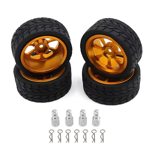 GTFRUQAS RC Ersatzteile Für MJX Für Hyper GO 14303 14302 14301 1/14 Metall Rad Reifen Für Rally CNC Hohe Festigkeit Metall Räder Höhenvergrößerung Set(Yellow) von GTFRUQAS