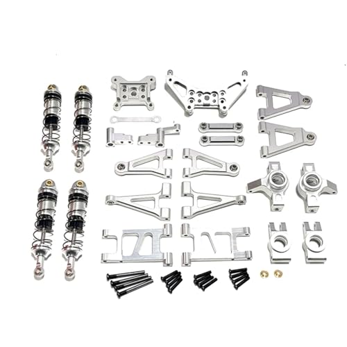 GTFRUQAS RC Ersatzteile Für MJX Für Hyper Go 1/14 14301 14302 14303 Metall Stoßdämpfer Für Schaukel Arm Lenkung Tasse RC Auto Upgrade Teile Geändert Zubehör(Silver) von GTFRUQAS