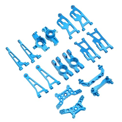 GTFRUQAS RC Ersatzteile Für MJX Für Hyper Go 14210 1/14 Metall Lenkung Tasse Oberen Unteren Für Schaukel Arm Set Shock Tower Halterung Körper Post RC Auto Upgrade Ersatzteil(Blue,B Style) von GTFRUQAS