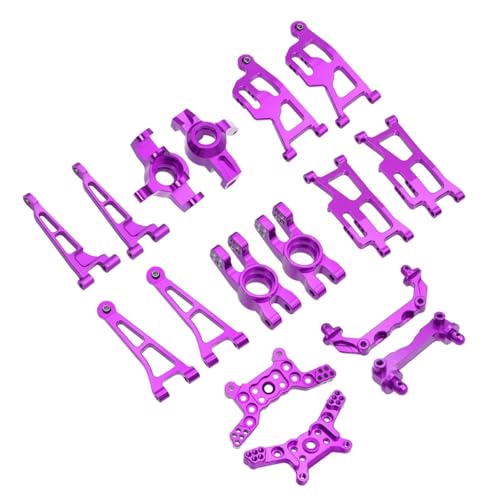 GTFRUQAS RC Ersatzteile Für MJX Für Hyper Go 14210 1/14 Metall Lenkung Tasse Oberen Unteren Für Schaukel Arm Set Shock Tower Halterung Körper Post RC Auto Upgrade Ersatzteil(Purple,B Style) von GTFRUQAS