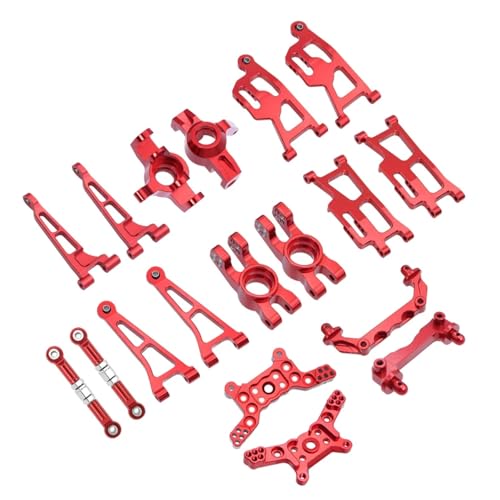 GTFRUQAS RC Ersatzteile Für MJX Für Hyper Go 14210 1/14 Metall Lenkung Tasse Oberen Unteren Für Schaukel Arm Set Shock Tower Halterung Körper Post RC Auto Upgrade Ersatzteil(Red,B Style) von GTFRUQAS