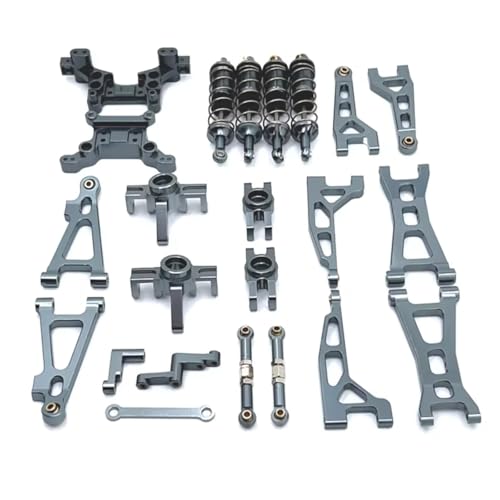 GTFRUQAS RC Ersatzteile Für MJX H16 16207 16208 16209 16210 1/16 Metall Querlenker Lenkung Tasse Stoßdämpfer Dämpfer Turm Set RC Auto Upgrade Teile Kit(Gray) von GTFRUQAS