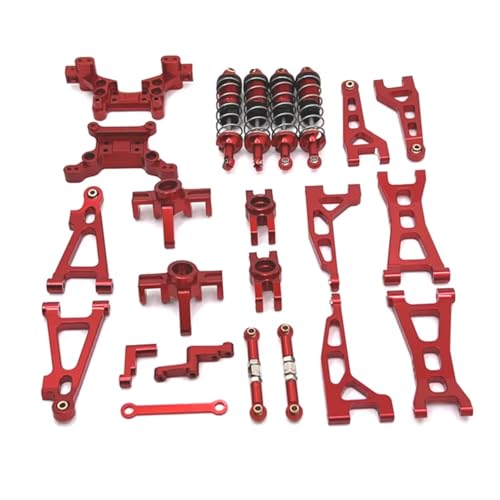 GTFRUQAS RC Ersatzteile Für MJX H16 16207 16208 16209 16210 1/16 Metall Querlenker Lenkung Tasse Stoßdämpfer Dämpfer Turm Set RC Auto Upgrade Teile Kit(Red) von GTFRUQAS