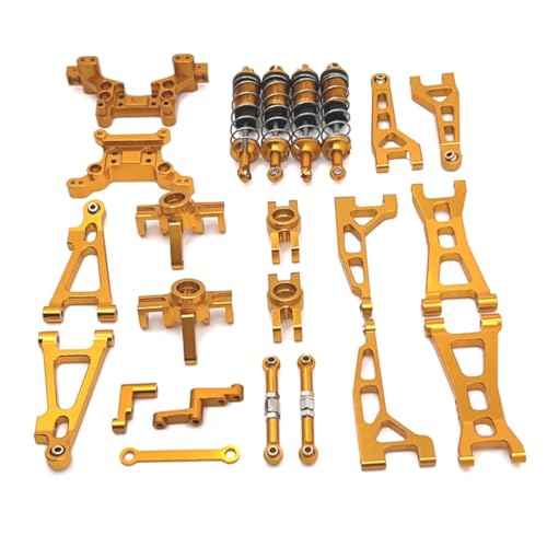 GTFRUQAS RC Ersatzteile Für MJX H16 16207 16208 16209 16210 1/16 Metall Querlenker Lenkung Tasse Stoßdämpfer Dämpfer Turm Set RC Auto Upgrade Teile Kit(Yellow) von GTFRUQAS