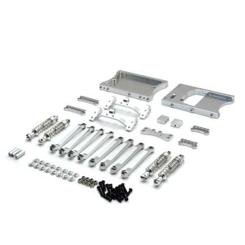 GTFRUQAS RC Ersatzteile Für MN 1/12 D90 D91 D96 Für MN98 Für MN99S RC Auto Ersatzteile Metall Feste Spurstangen Lenkgetriebe Kabine Schwanz Strahl RC Auto Upgrade Kits(Silver) von GTFRUQAS