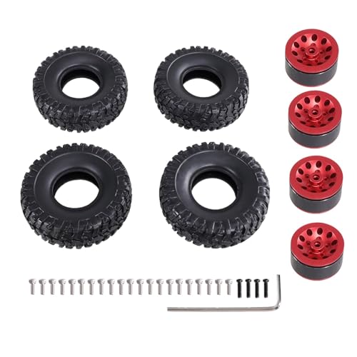 GTFRUQAS RC Ersatzteile Für MN 1/2 D90 98 99S 78 82 99sV2 1/16 Für WPL C14 C24 C34 C44 B14 B16 B36 Für Feiyu Für JJRC Rc Auto Clip Typ Reifen Weicher Reifen Upgrade Metall Teile Zubehör(Red) von GTFRUQAS