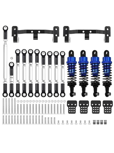 GTFRUQAS RC Ersatzteile Für MN D90 MN91 MN96 Für MN98 Für MN99S 1/12 Metall Für Chassis Link Stange Zugstange Halterung Stoßdämpfer Sets RC Auto Upgrades Teile(Blue) von GTFRUQAS