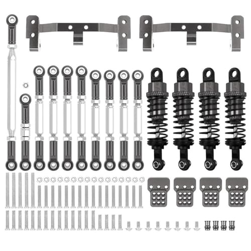 GTFRUQAS RC Ersatzteile Für MN D90 MN91 MN96 Für MN98 Für MN99S 1/12 Metall Für Chassis Link Stange Zugstange Halterung Stoßdämpfer Sets RC Auto Upgrades Teile Zubehör(Grey) von GTFRUQAS