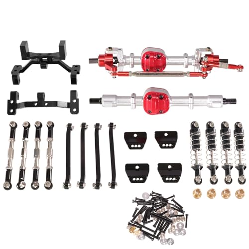 GTFRUQAS RC Ersatzteile Für MN Für MN99S Zweite Generation 1/12 Metall Vorder- Und Hinterachse Spurstange Stoßdämpfer Kit RC Auto Upgrade Teile Modifiziertes Zubehör(Silver and Black) von GTFRUQAS