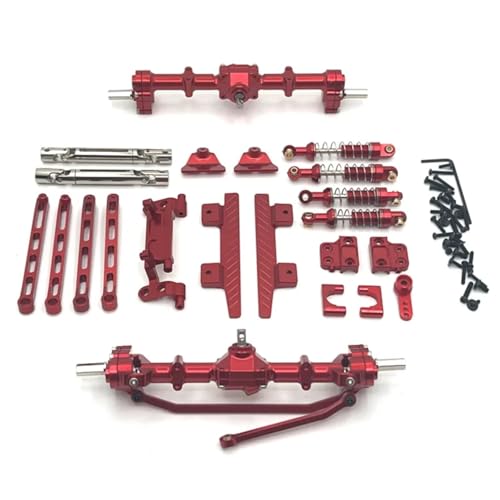 GTFRUQAS RC Ersatzteile Für MN82 1/12 Metall Vordere Und Hintere Portal Achse Für Chassis Link Stange Zugstange Montieren Stoßdämpfer Seite Pedal RC Auto Upgrade Teile(Red) von GTFRUQAS